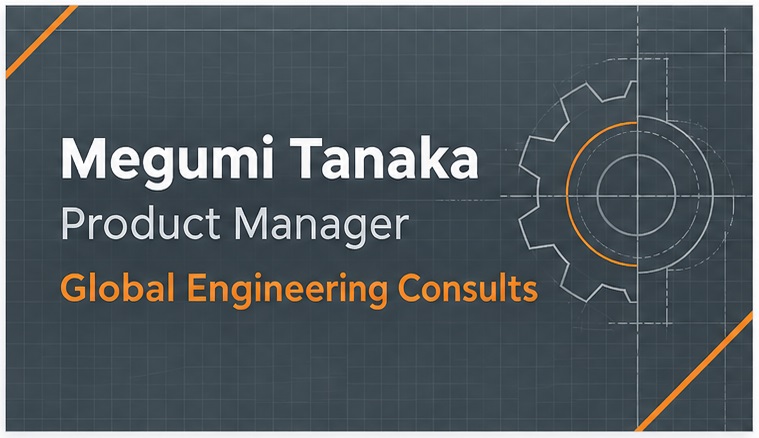 Business card: Megumi Tanaka, Product Manager, Global Engineering Consults