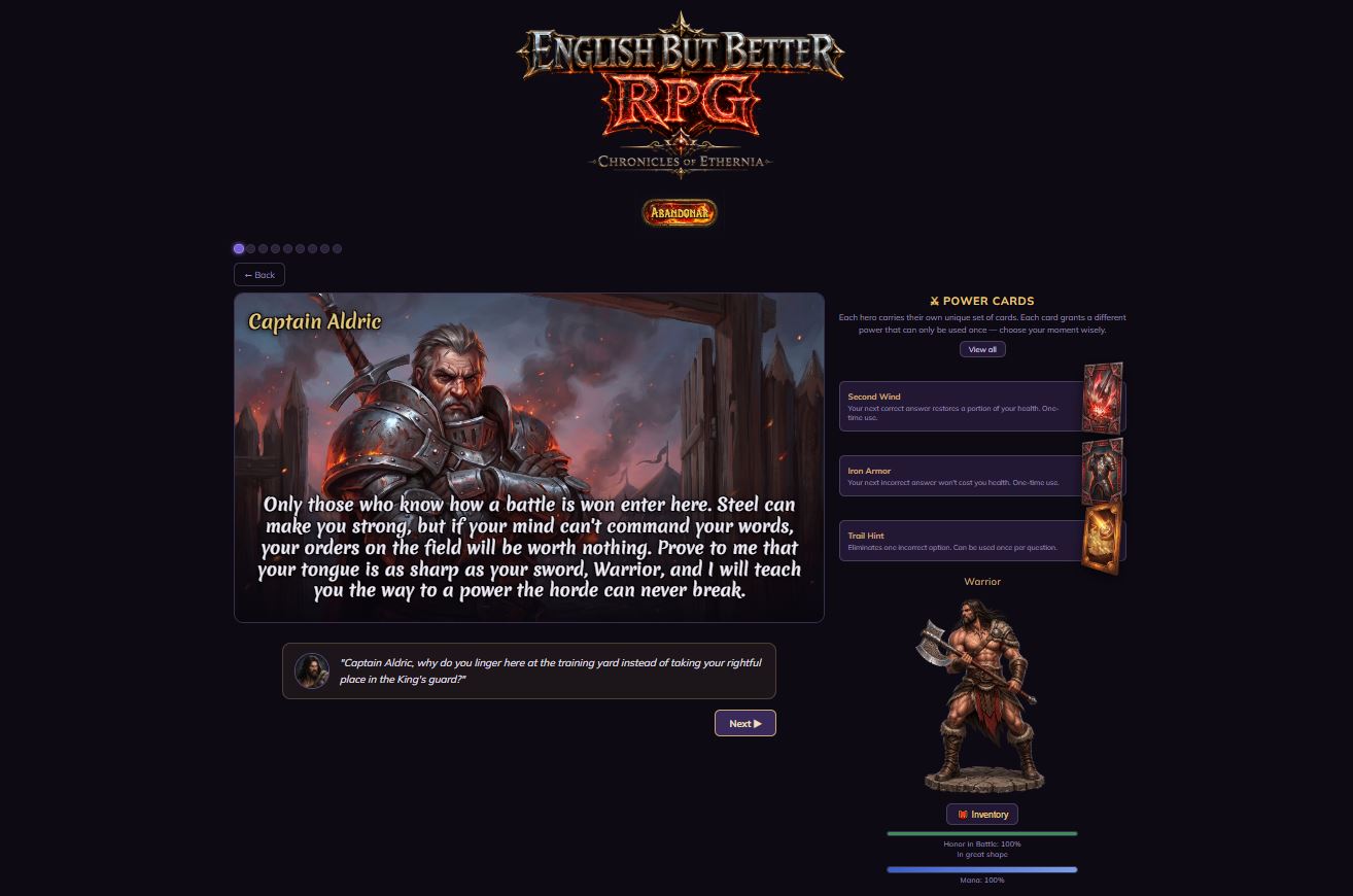 Dialogue with an NPC and the power cards panel