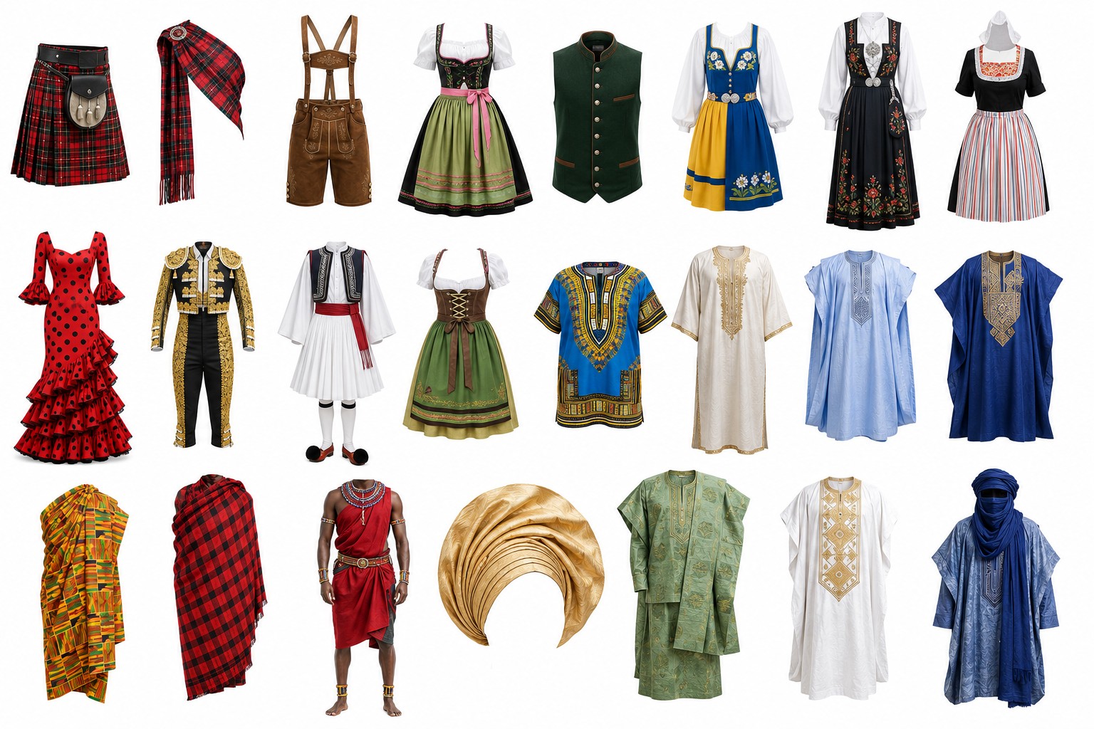 European and African Traditional Clothing