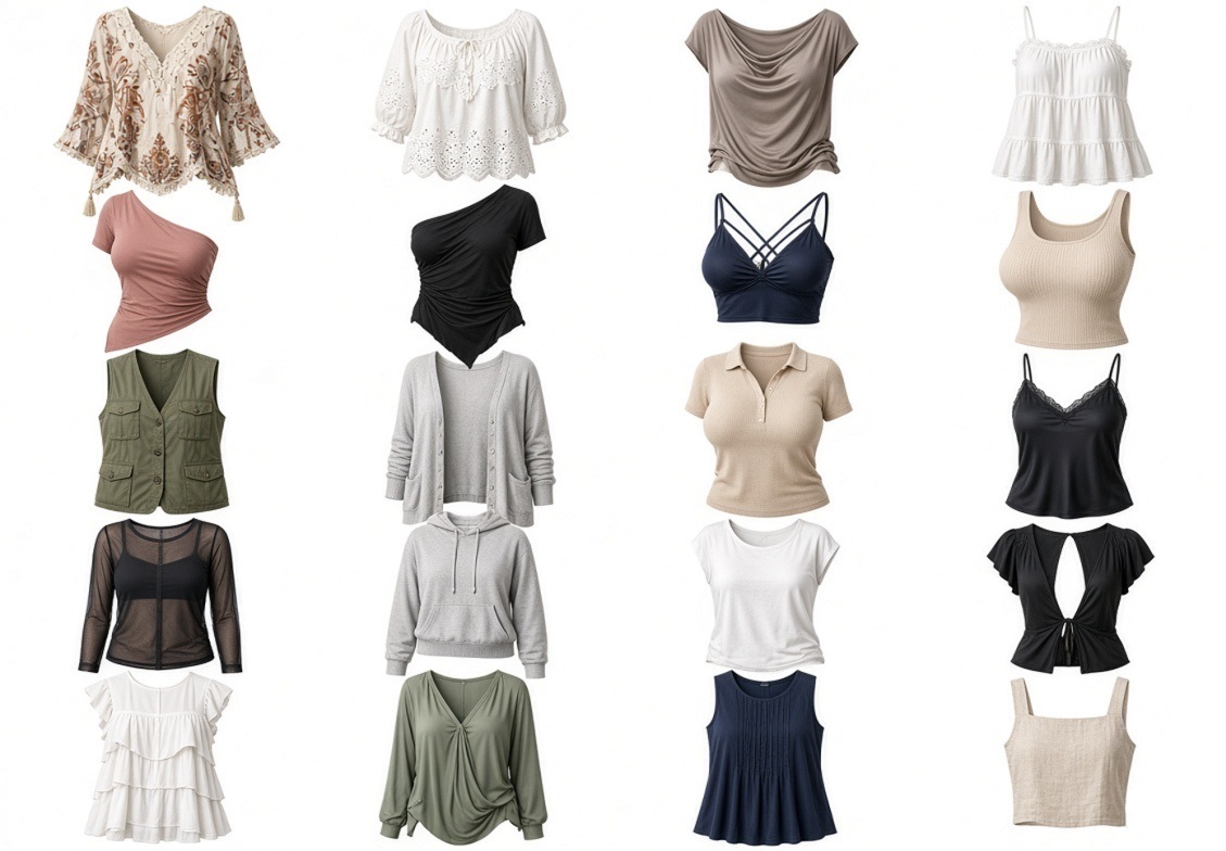 Spring and summer tops — set 3