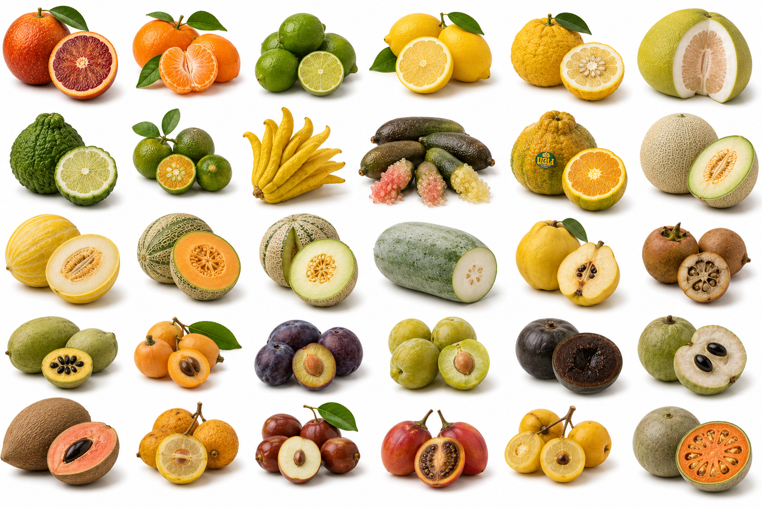 Citrus Varieties, Melons & Culinary Fruit Types — Fruits