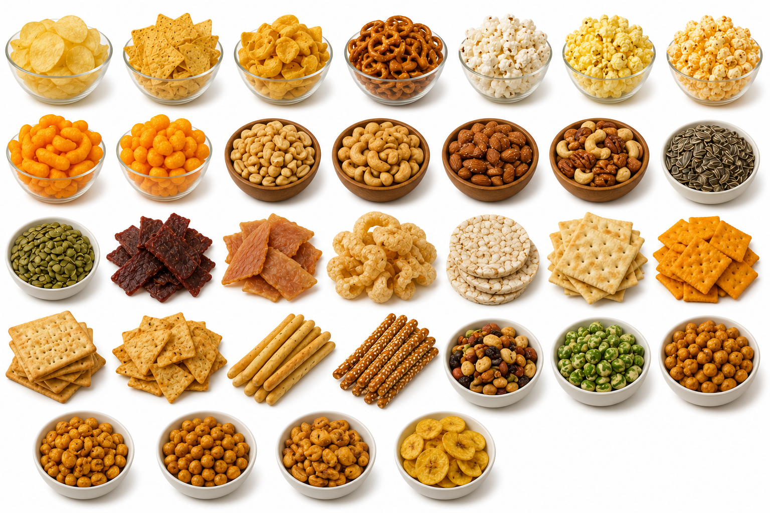 Crunchy, Salty & Packaged Snacks — Fast Food, Trash Food & Snacks